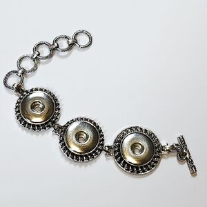 Snap Charm Bracelet Silver Tone, Interchangeable 3 Ginger Snaps